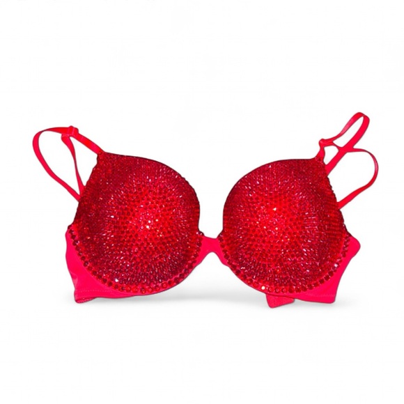 Custom Design Siam Crystal Glam Bling Red Bra Top All Sizes - Picture 1 of 9